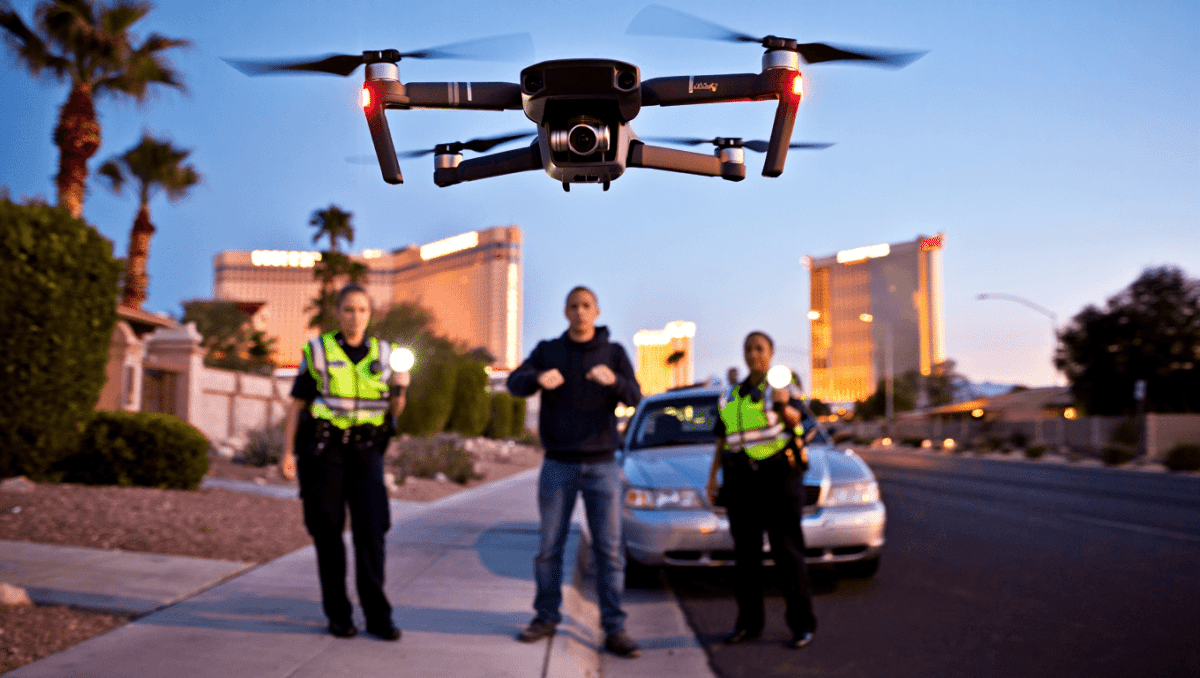 Las Vegas, drone della polizia interviene in pochi secondi e ferma un sospetto
