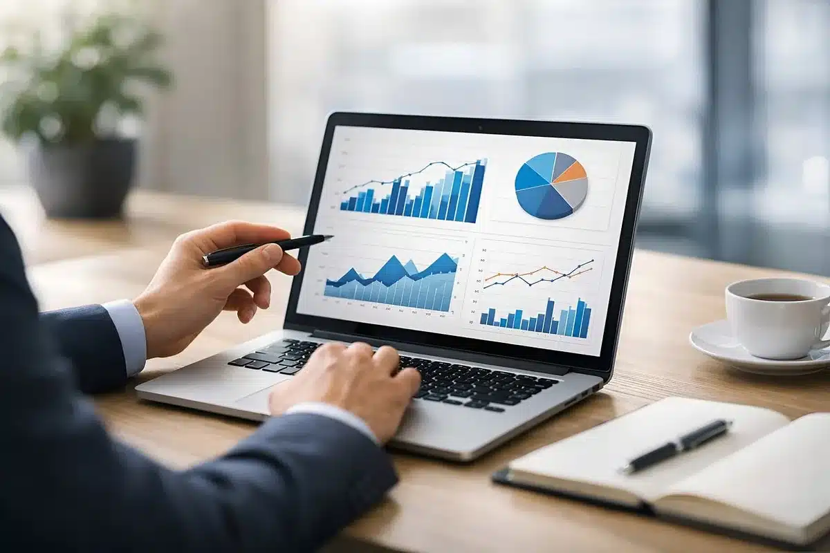 Schermo con grafici e KPI per monitorare campagne digitali