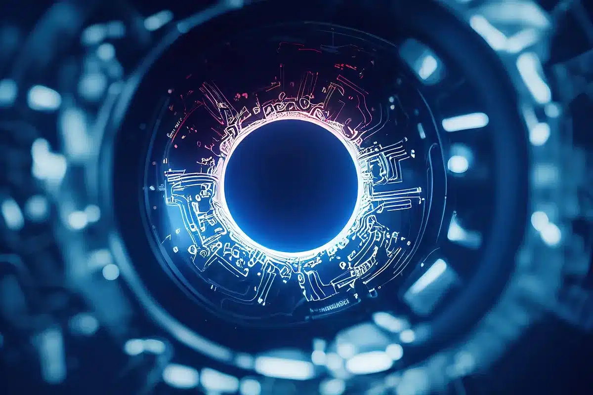 Schermo con visualizzazione di dati e algoritmi che profilano utenti
