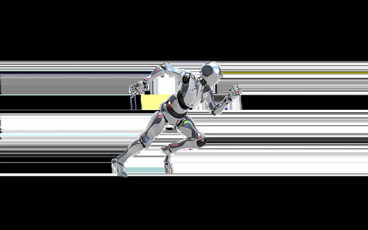 Fila di robot umanoidi obsoleti in deposito in attesa di smaltimento